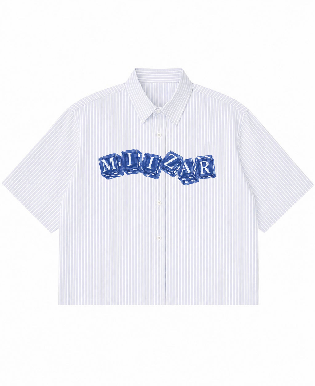 Blue Striped Oxford Boxy Shirt Front Design