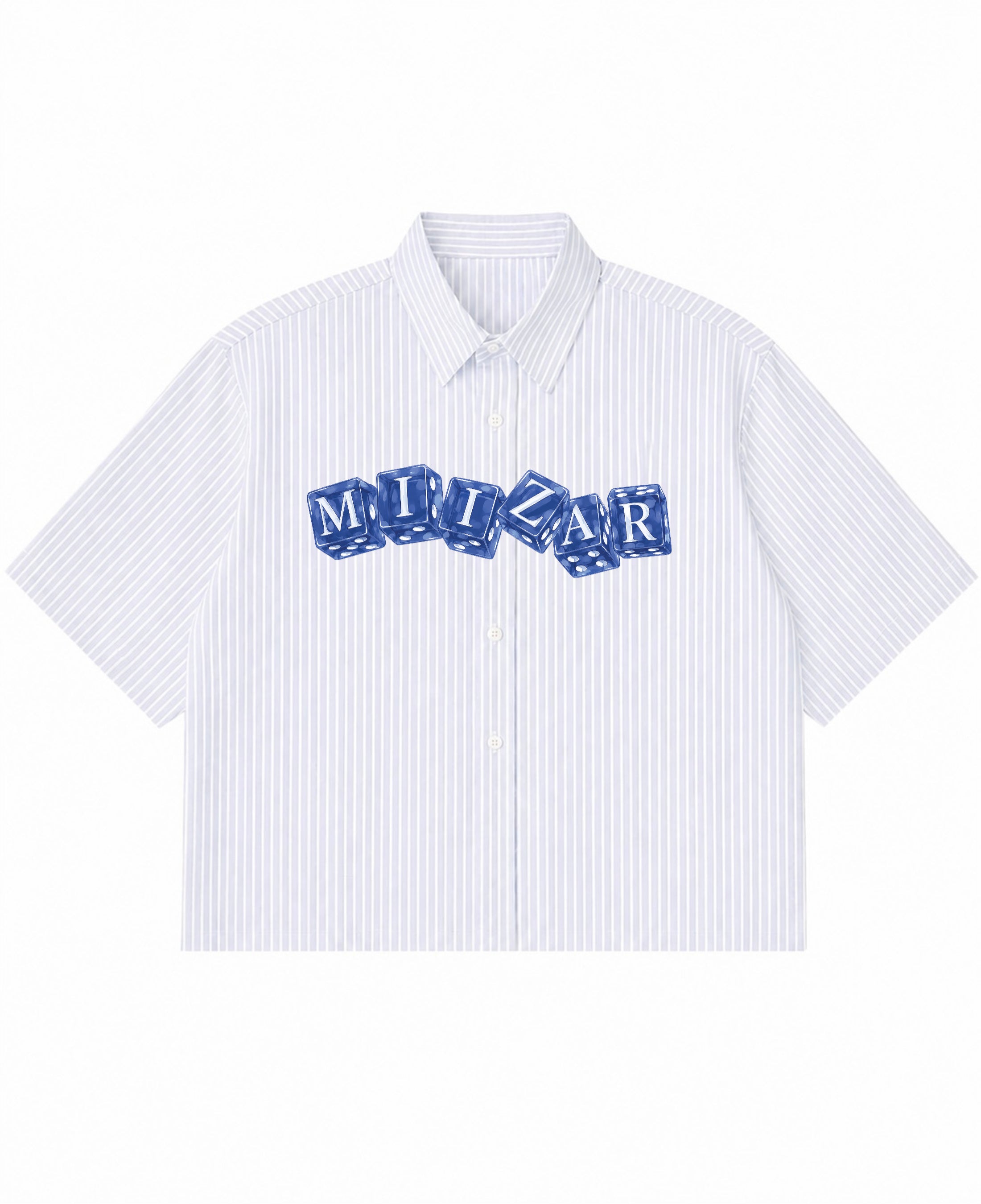Blue Striped Oxford Boxy Shirt Front Design